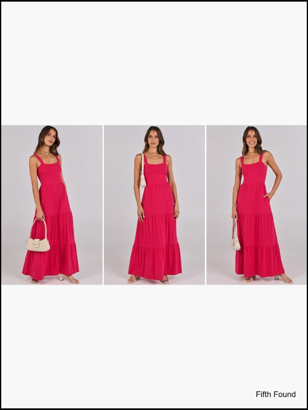 Sleeveless Square Neck Maxi Dress with Pockets Summer Casual Flowy - Picture 3 of 4